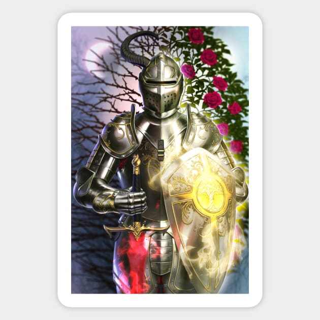 Knight of Darkness and Light | Full Print Sticker by LeoNealArt